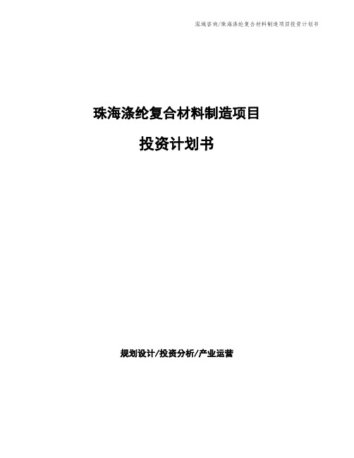 珠海涤纶复合材料制造项目投资计划书