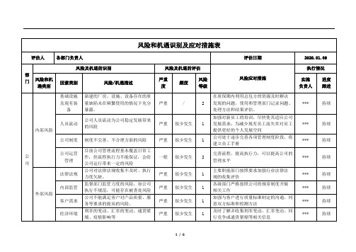 风险和机遇评估分析表