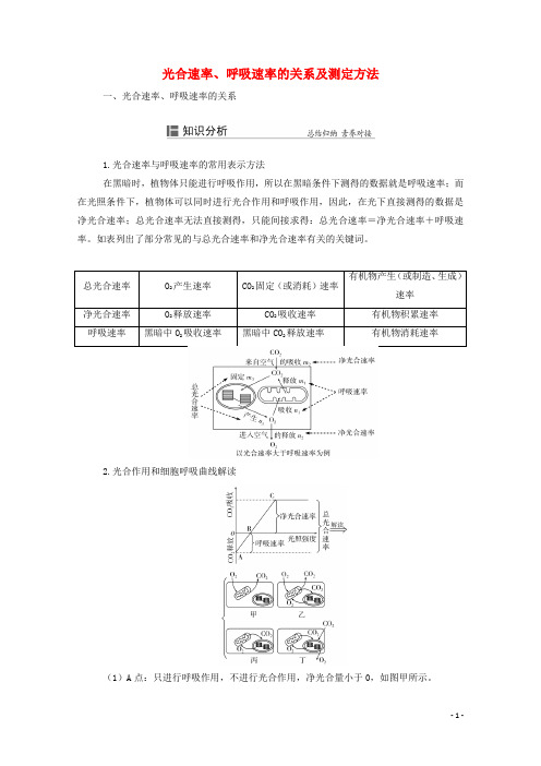 2022届新教材高考生物一轮复习知识能力提升3光合速率呼吸速率的关系及测定方法含解析