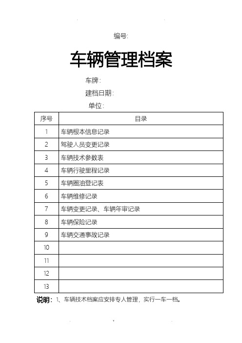 车辆档案公务用车一车一档