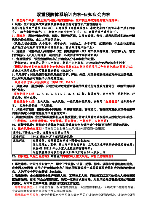 双重预防体系培训应知应会内容