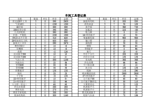 车间工具登记表