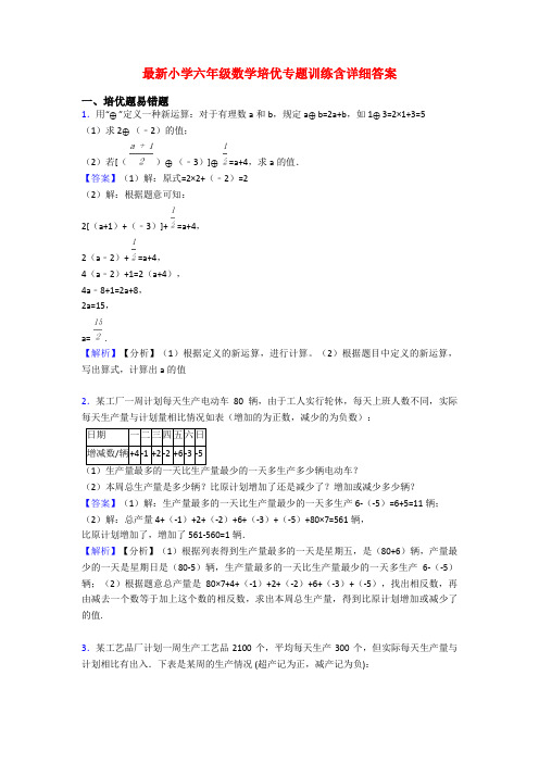 最新小学六年级数学培优专题训练含详细答案