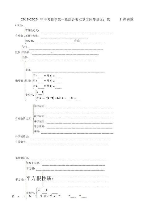 中考数学第一轮综合要点复习同步讲义第1课实数.doc