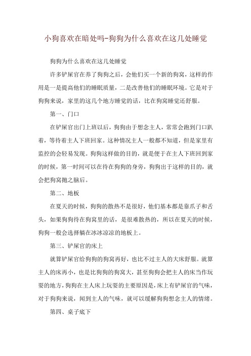 小狗喜欢在暗处吗-狗狗为什么喜欢在这几处睡觉