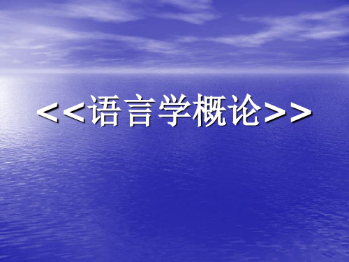 语言学概论导言、第一章