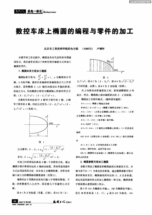 数控车床上椭圆的编程与零件的加工