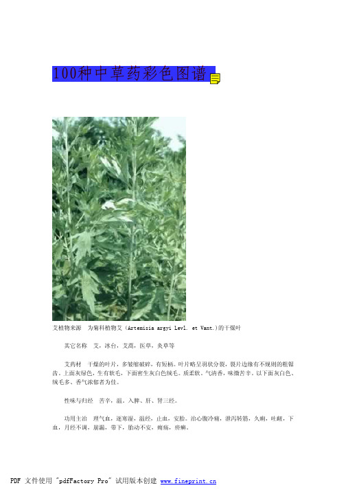 彩色图谱100种中草药