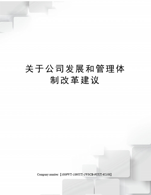 关于公司发展和管理体制改革建议