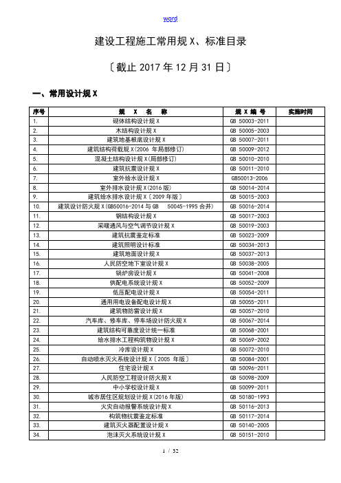 建设工程施工常用要求规范2018