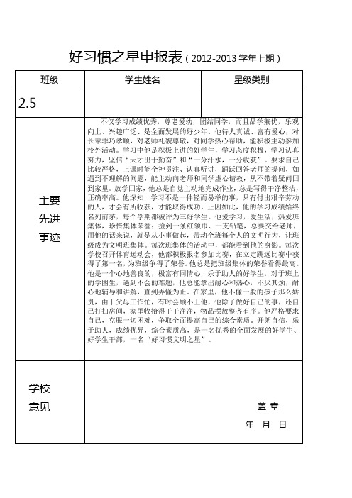 2.5十大好习惯之星