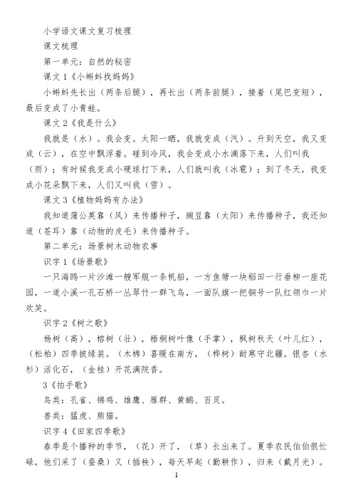 小学语文课文复习梳理