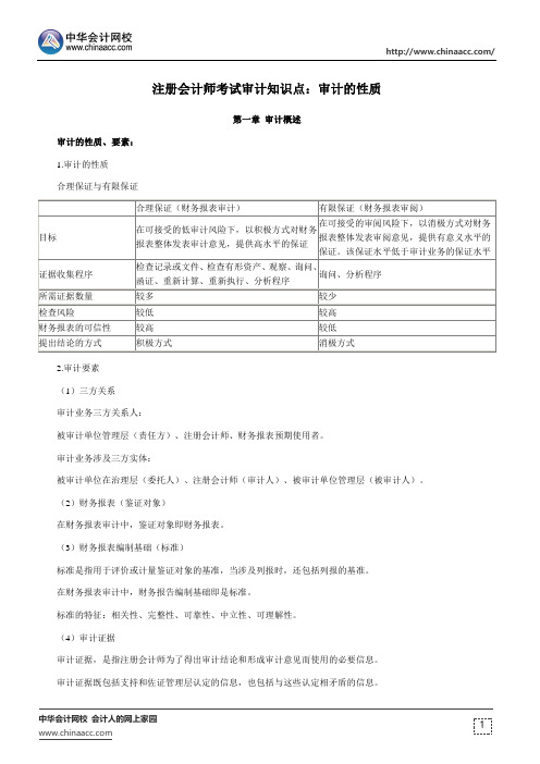 注册会计师考试审计知识点：审计的性质