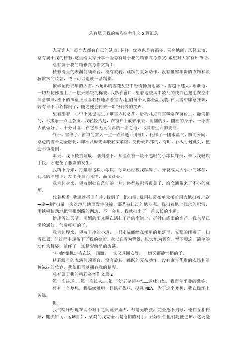 总有属于我的精彩高考作文5篇汇总