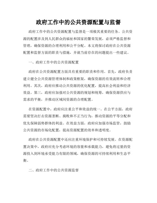 政府工作中的公共资源配置与监督