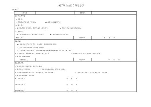 施工现场自查自纠记录表