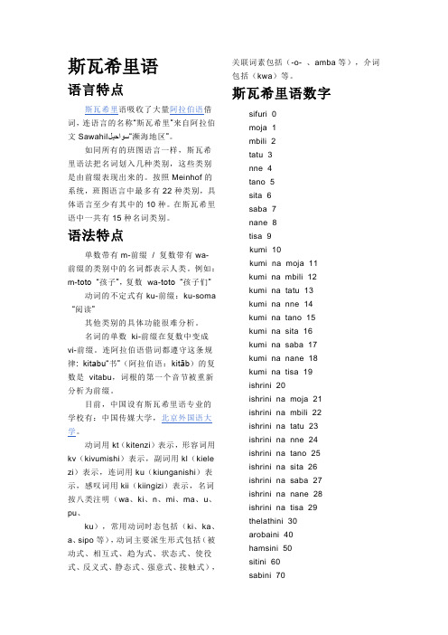 斯瓦希里常用语