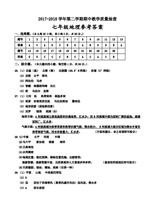 17-18七下期中地理答案