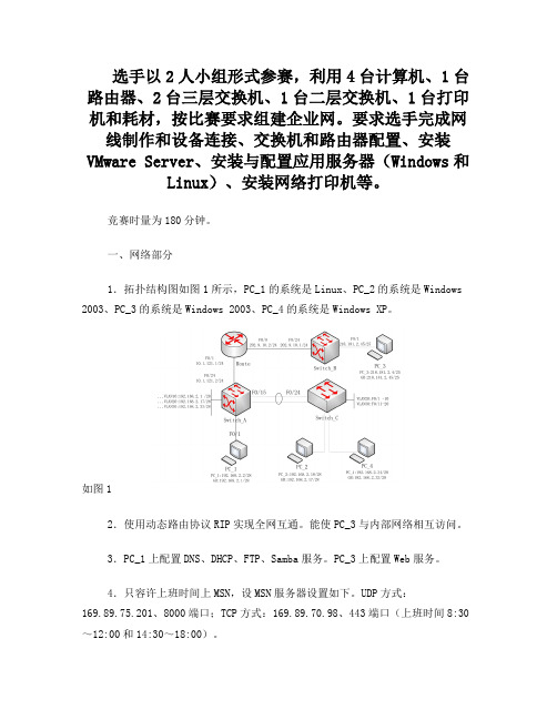 网络搭建与应用项目技能竞赛-试题