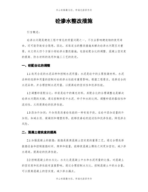 砼渗水整改措施