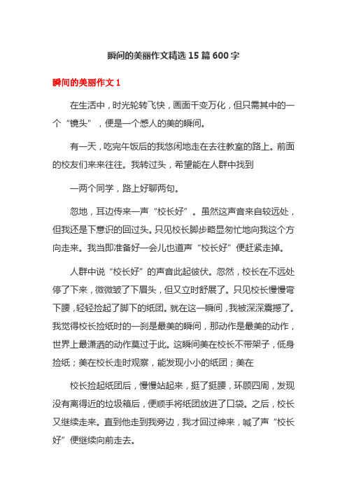 瞬间的美丽作文精选15篇600字