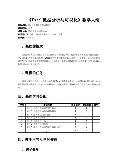 Excel数据分析与可视化教学大纲