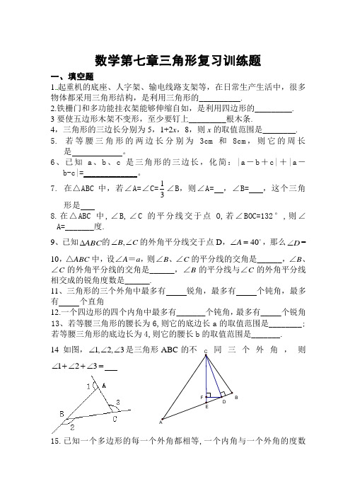 数学第七章三角形复习训练题