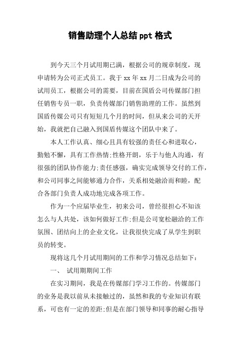 销售助理个人总结ppt格式