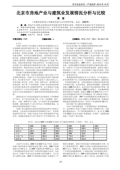 北京市房地产业与建筑业发展情况与比较