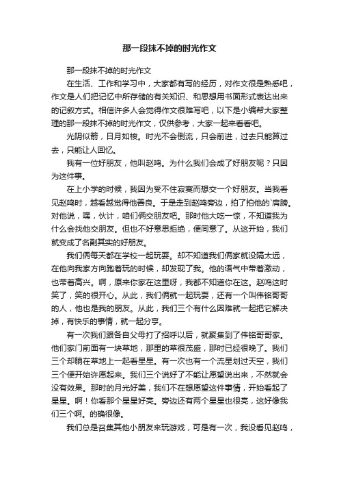 那一段抹不掉的时光作文