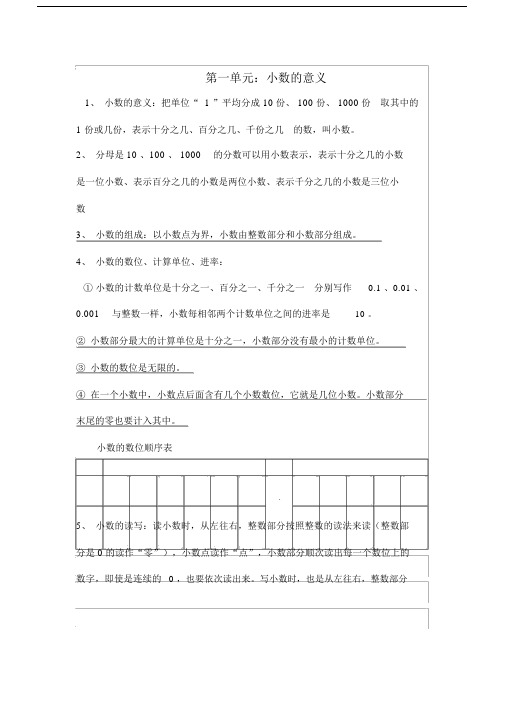 四年级数学(下)知识要点(北师版).doc