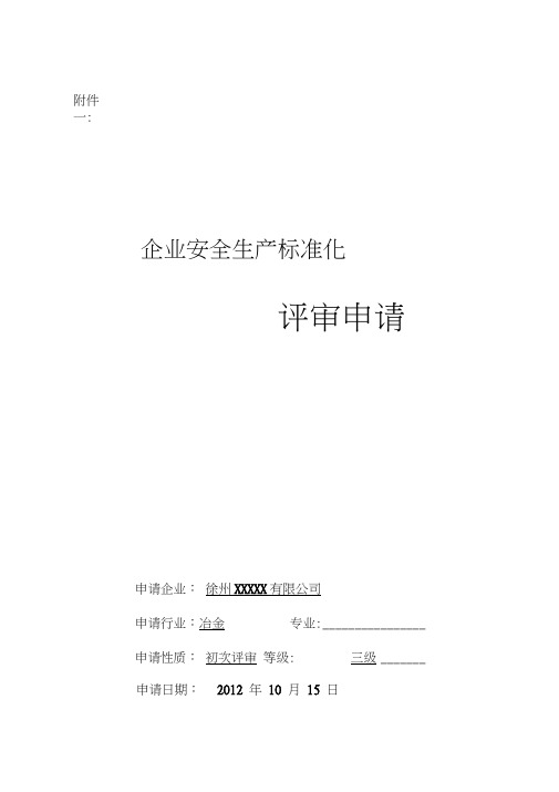 工贸企业安全生产标准化评审申请-模板