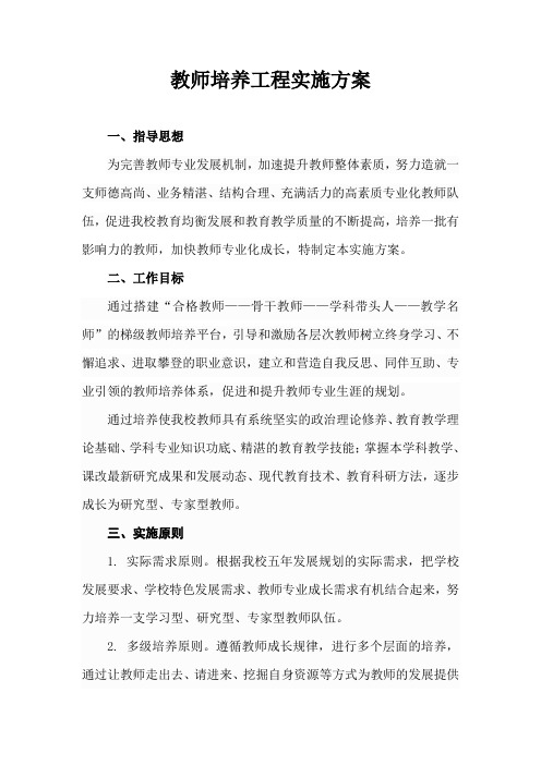 学校梯级式教师培养方案