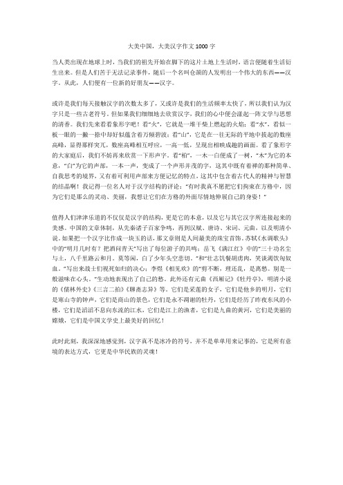 大美中国,大美汉字作文1000字