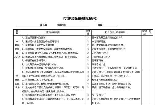 托幼机构卫生保健检查标准