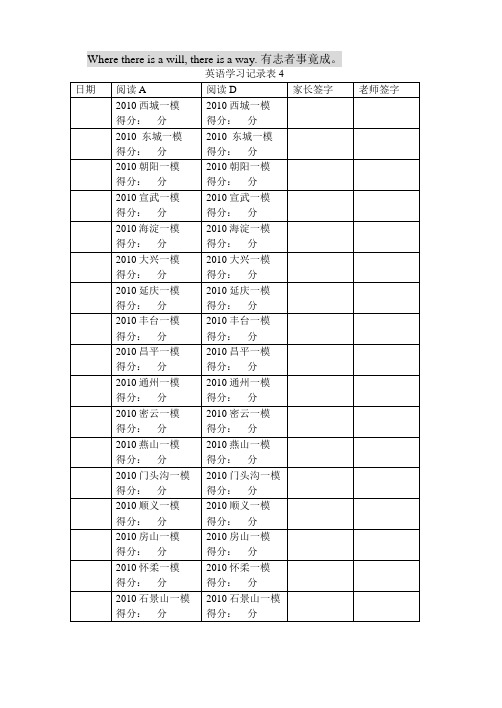 英语学习记录表4