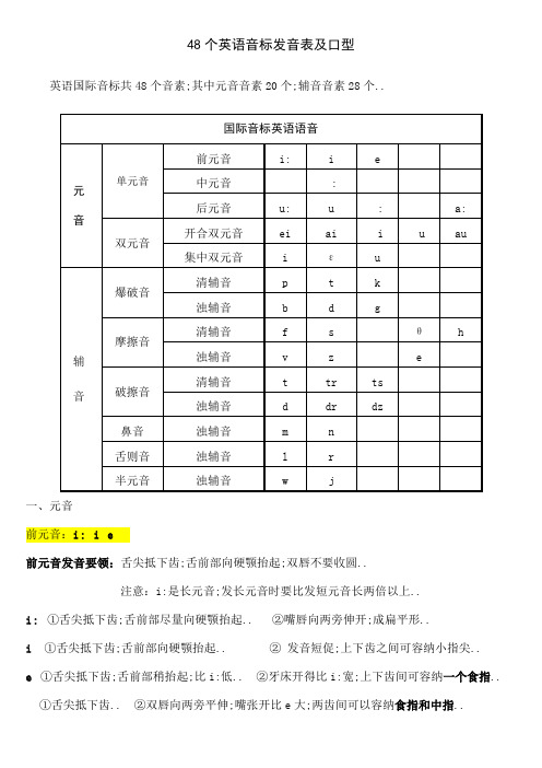 个英语音标发音表及口型