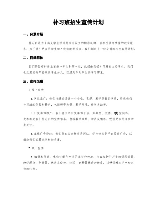 补习班招生宣传计划