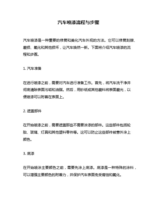 汽车喷漆流程与步骤