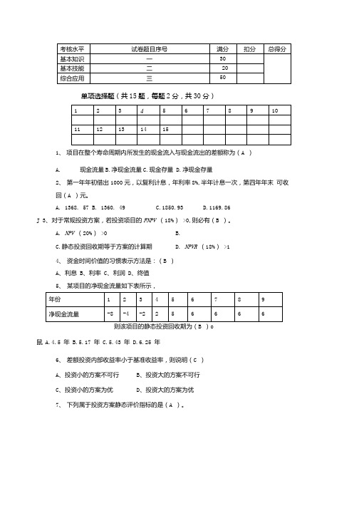 建筑工程经济试卷答案.docx