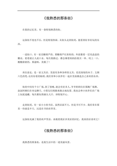 我熟悉的那条街作文700字