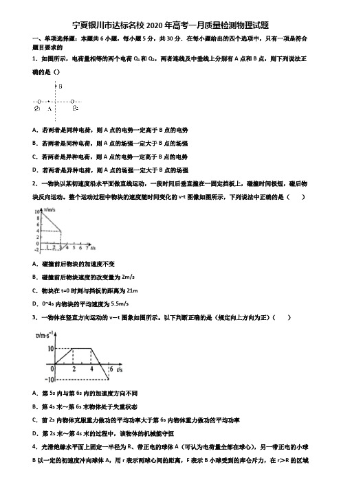 宁夏银川市达标名校2020年高考一月质量检测物理试题含解析