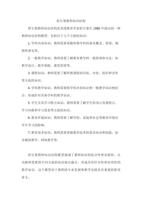 舒尔曼教师知识结构