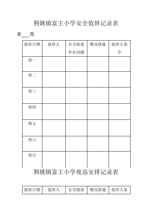 小学安全值班记录