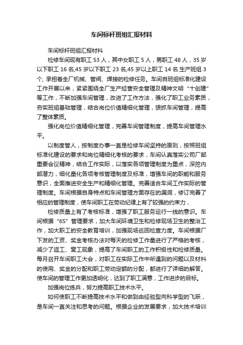 车间标杆班组汇报材料