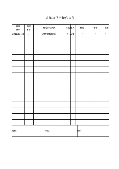 注塑机使用操作规范(范本)