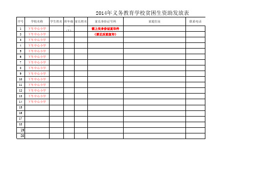 2014经济困难学生资助发放表