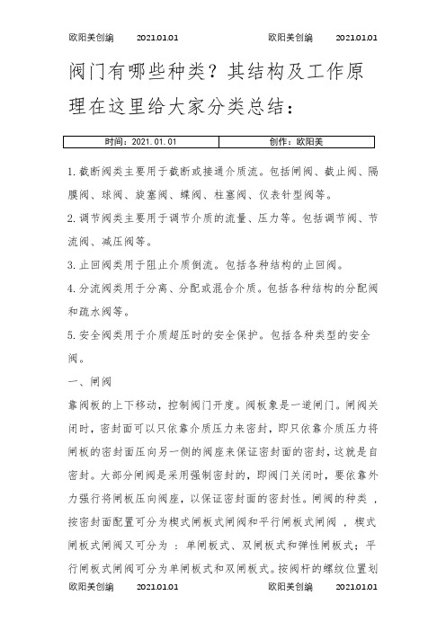 十五种常用阀门结构及工作原理(带示意图)之欧阳美创编