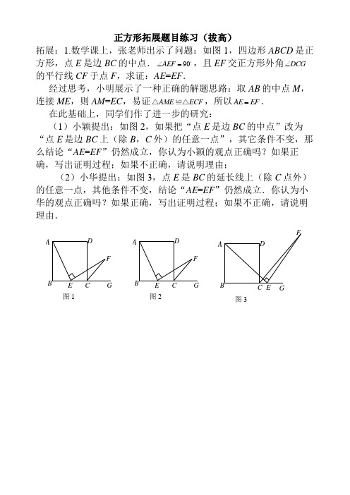 复杂正方形拓展练习题(拓展拔高)