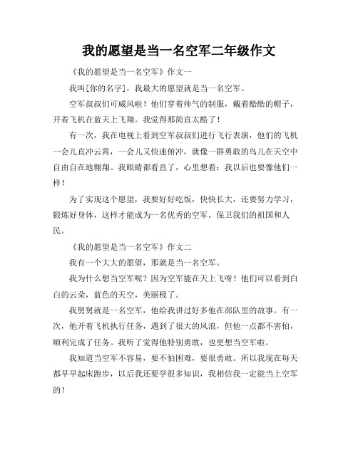 我的愿望是当一名空军二年级作文